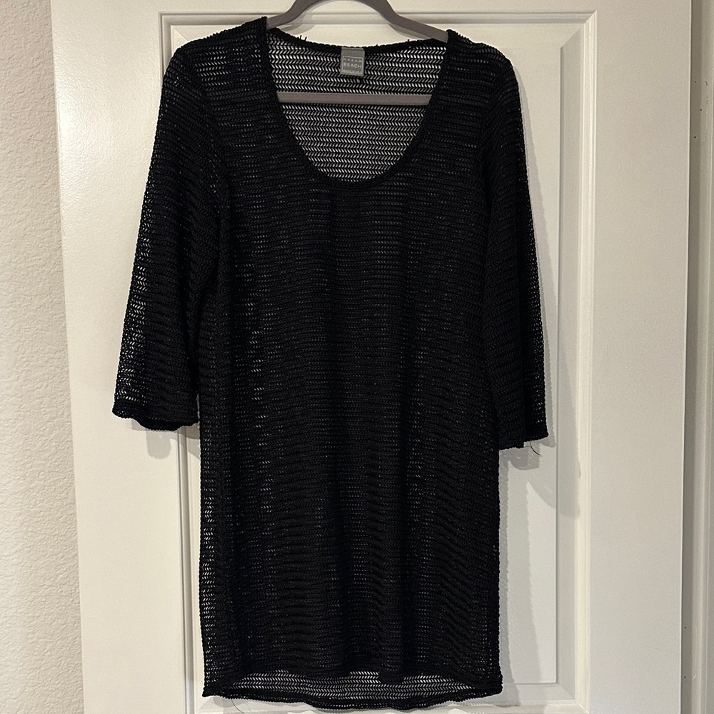 Black Mesh Swim Cover-Up Tunic